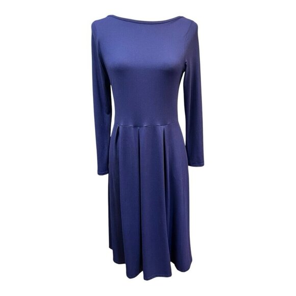 24seven Midi Length Fit N Flare Pocket Dress~Size Small~Navy Blue Comfort L11 20 - Picture 2 of 11
